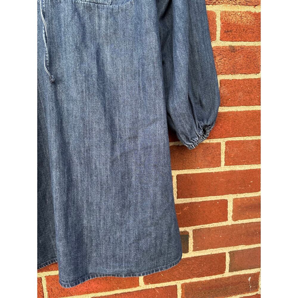Old Navy Chambray Denim Dress Medium 100% Cotton Long Sleeve Boho Cottagecore - Picture 6 of 11